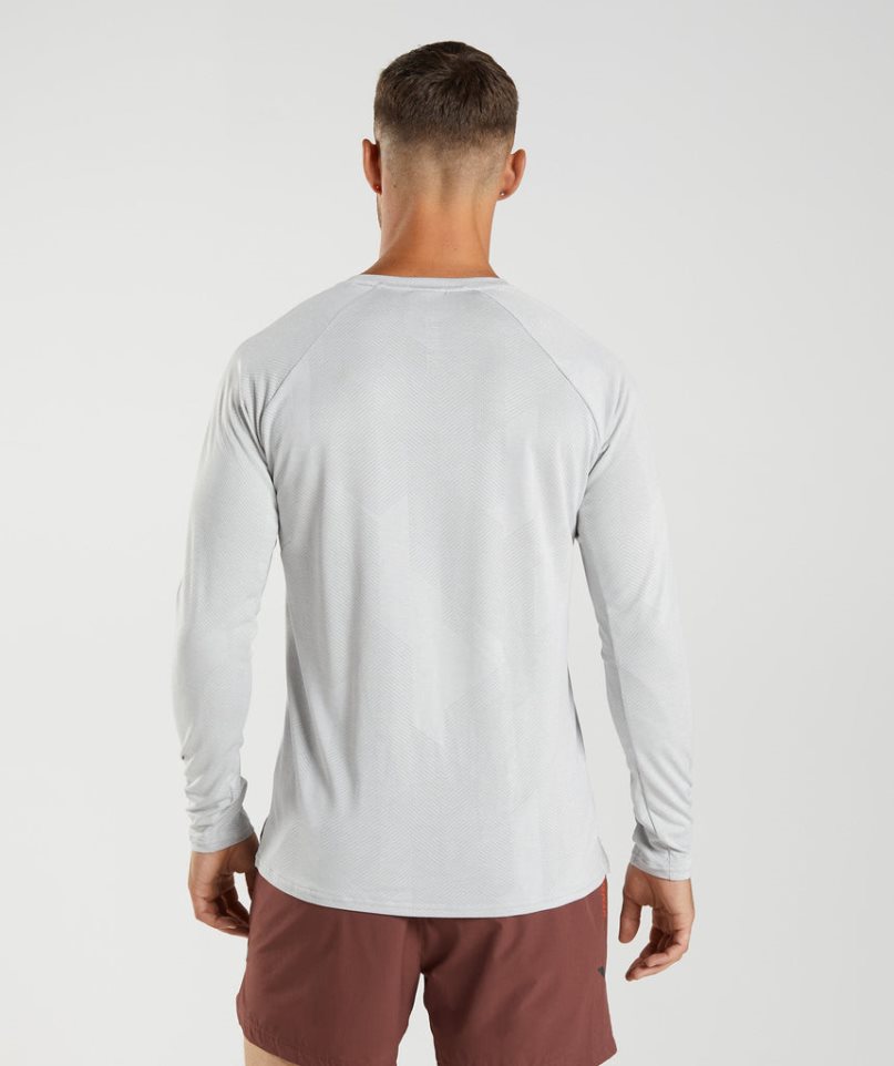 Men's Gymshark Apex Long Sleeve T-Shirts Light Grey | NZ 5CGPIN